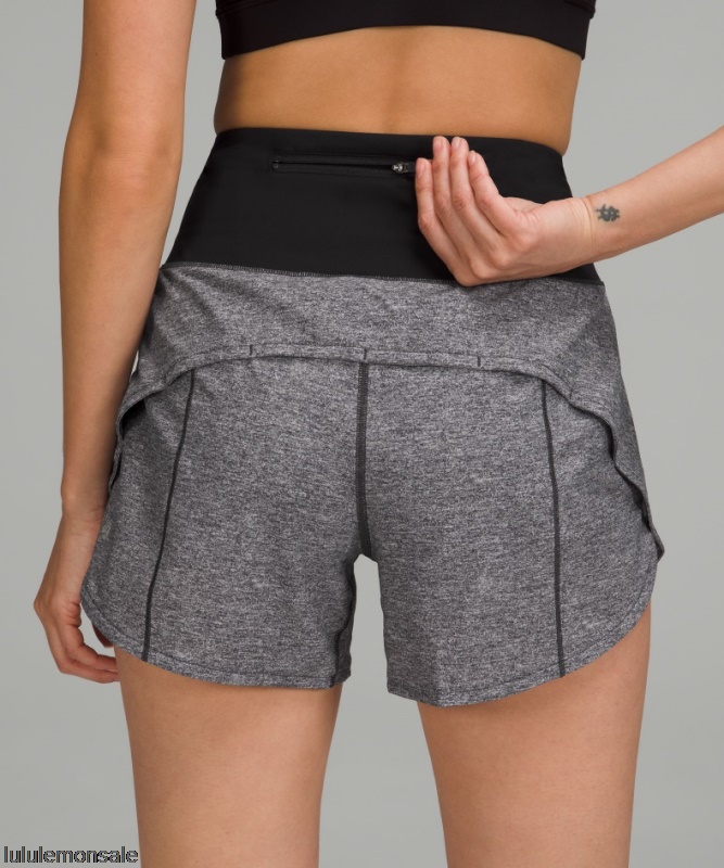 Lululemon Damen DELULU374 | Heather Lux Multi Black Speed ​​Up High Rise Lined Short 4